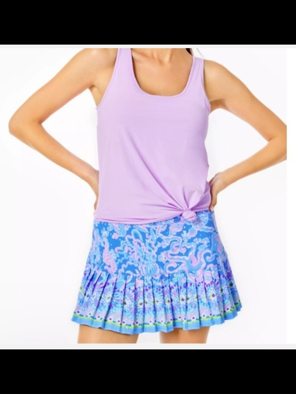 Lilly Pulitzer 🥰 Women's Blue & Lavender Printed Pleated Skirt